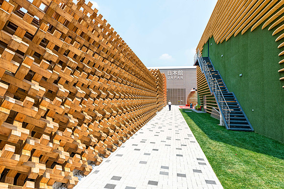 Japan pavilion architectural feature at Expo 2015