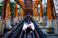 Love Crossing Hanoi Vietnam bridge couple wedding bride boy girls