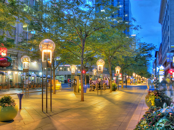 16th Street Mall denver colorado promenade dusk