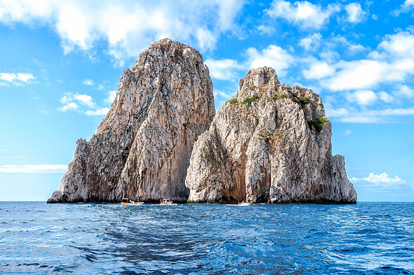 ​Faraglioni of Capri island as seen from boat Italy