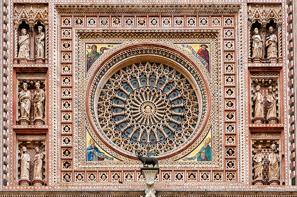 The Orvieto Cathedral central rose window Italy architecture