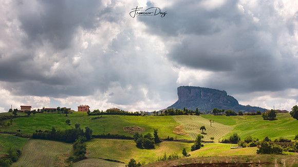 The Pietra di Bismantova under dramatic sky landscape mountain Italy