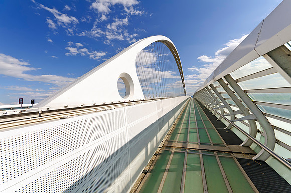 The central arch of Calatrava bridge reggio emilia