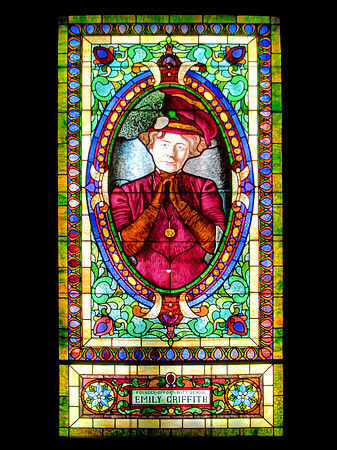 Stained glass of Emiliy Griffith in Colorado State Capitol