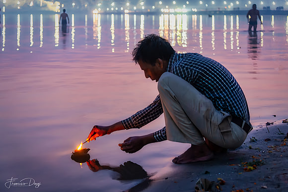 Dawn light on the Ganges India Kumbha Mela sunrise