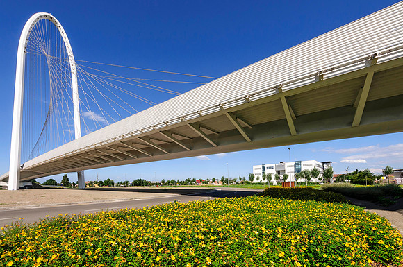 The north arch of Calatrava bridge in Reggio Emilia Italy